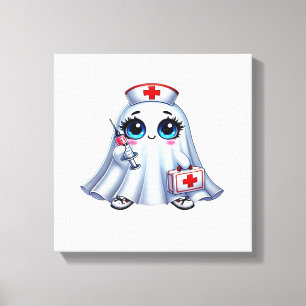 Süßer Halloween-Geist in der Uniform einer Kranken Leinwanddruck