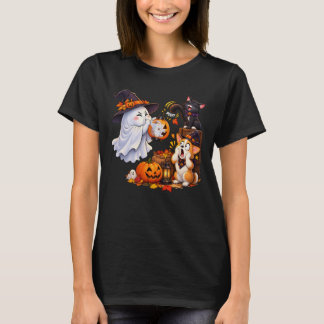 Süßer Halloween-Geist Katzen-Kürbis-Laterne Überra T-Shirt