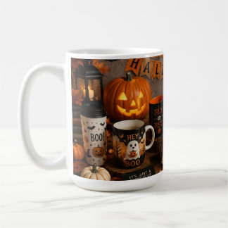 Süßer Halloween-Geist & Kürbis-Frostglas-Kerze Kaffeetasse