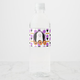 Süßer Halloween-Geist Lila Orange Wasserflaschenetikett