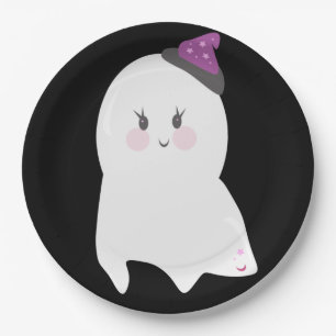 Süßer Halloween-Geist Lila Schwarz  Pappteller