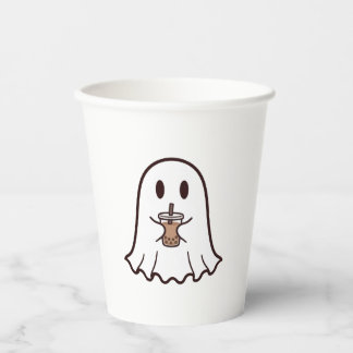 Süßer Halloween-Geist mit Boba Pappbecher