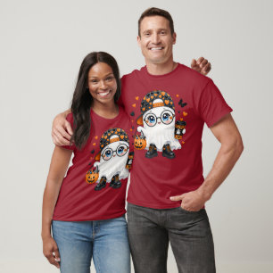 Süßer Halloween-Geist mit Kaffee und Kürbis T-Shirt