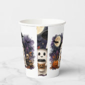 Süßer Halloween-Geist mit Kaffeetasse Wasserfarbe Pappbecher (Links)