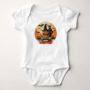 Süßer Halloween-Geist mit Kürbis Lustiger Gruselig Baby Strampler