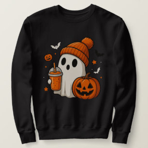 Süßer Halloween-Geist mit Kürbis und Getränk  Sweatshirt