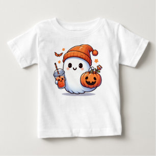 Süßer Halloween-Geist mit Kürbis und Halloween-Get Baby T-shirt