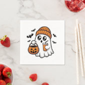 Süßer Halloween-Geist Orange Mütze Herbstgeist Serviette (Beispiel)