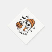 Süßer Halloween-Geist Orange Mütze Herbstgeist Serviette (Ecke)