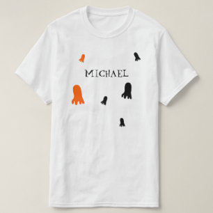 Süßer Halloween-Geist Orange, Schwarz Personalisie T-Shirt