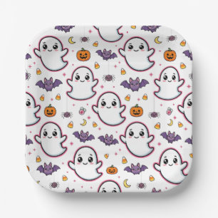 Süßer Halloween-Geist Pappteller