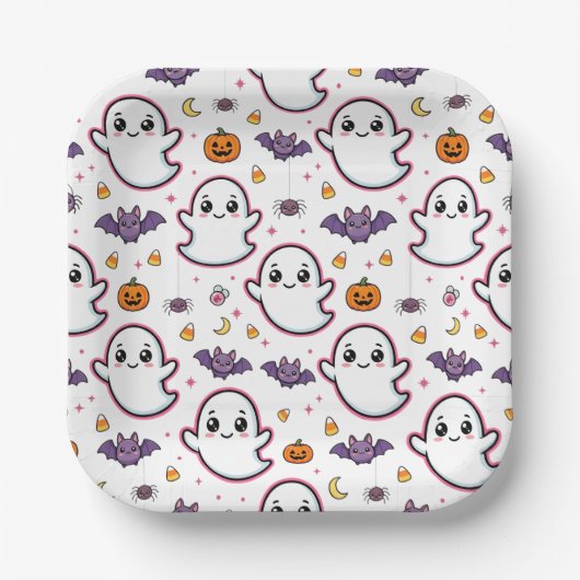 Süßer Halloween-Geist Pappteller (Vorderseite)