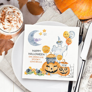 Süßer Halloween-Geist und Jack o Lantern-Kürbis Serviette