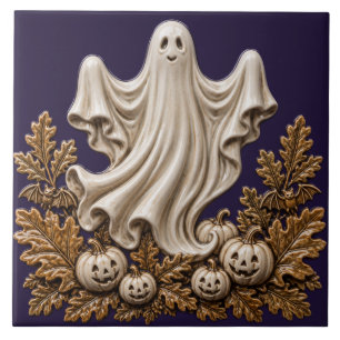 Süßer Halloween-Geist und Jack O Lanterns Fliese