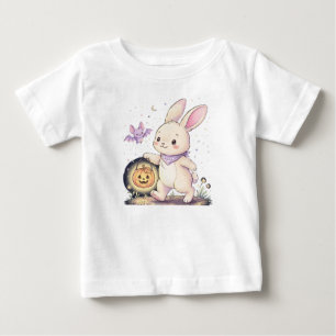 Süßer Halloween-Hase mit Kürbislaterne und Flederm Baby T-shirt