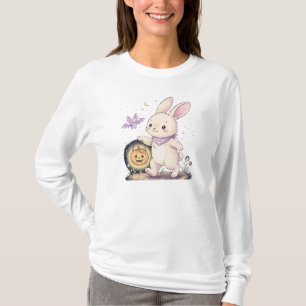 Süßer Halloween-Hase mit Kürbislaterne und Flederm T-Shirt