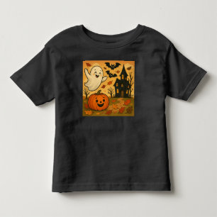 Süßer Halloween-/Herbst-Geist-Kürbis-Cartoon Kleinkind T-shirt