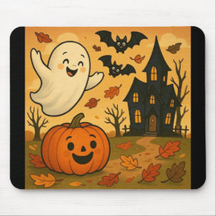 Süßer Halloween-/Herbst-Geist-Kürbis-Cartoon Mousepad