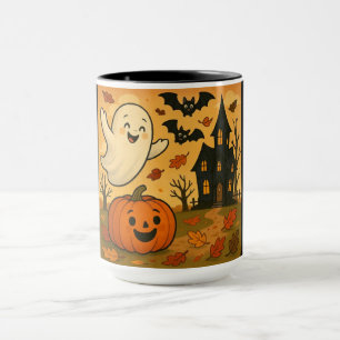 Süßer Halloween-/Herbst-Geist-Kürbis-Cartoon Tasse