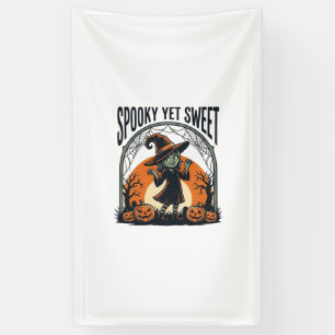 Süßer Halloween-Hexen-Gruseliger-und-süßer-vintage Banner