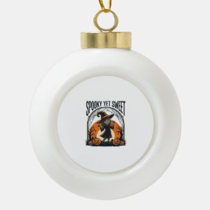 Süßer Halloween-Hexen-Gruseliger-und-süßer-vintage Keramik Kugel-Ornament