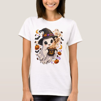 Süßer Halloween-Kaffe-Geist-Hexe – Gruselig Kawaii T-Shirt