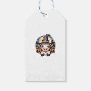 Süßer Halloween-Kalbs-Henkerhut Vintage-Stich De Geschenkanhänger