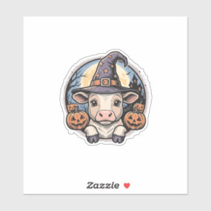 Süßer Halloween-Kalbs-Hexenhut Vintage-Stich De Aufkleber
