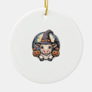 Süßer Halloween-Kalbs-Hexenhut Vintage-Stich De Keramik Ornament
