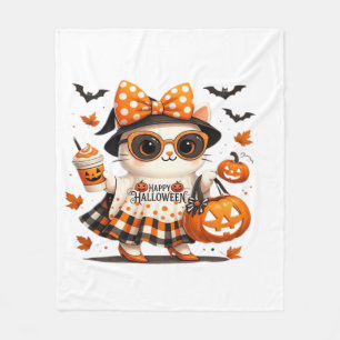 Süßer Halloween-Kater � Kawaii Hexen-Kitty mit Kür Fleecedecke