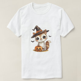 Süßer Halloween-Kater mit Kürbis T-Shirt