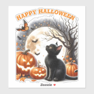 Süßer Halloween-Katz, individuell zugeschnittener  Aufkleber