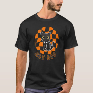 Süßer Halloween-Katzenskelett-Schachbrett-Trick od T-Shirt