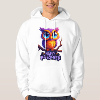 Süßer Halloween-Kauz – Farbige gruselige Nachtkuns Hoodie