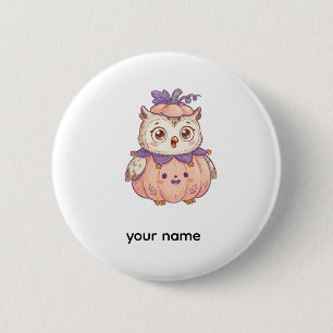 Süßer Halloween-Kürbis-Eule Personalisiert Button