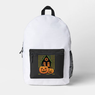 Süßer Halloween-Kürbis Geisterhaus Stern Bedruckter Rucksack