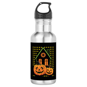 Süßer Halloween-Kürbis Geisterhaus Stern Edelstahlflasche