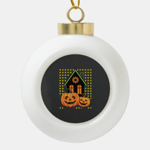 Süßer Halloween-Kürbis Geisterhaus Stern Keramik Kugel-Ornament