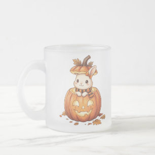 Süßer Halloween-Kürbis-Hase - Gemütlicher Herbstka Mattglastasse