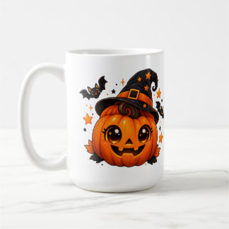 Süßer Halloween-Kürbis-Hexenmeister Kaffeetasse