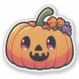 Süßer Halloween-Kürbis - Kawaii Jack-o'-Lantern Aufkleber