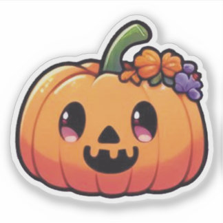 Süßer Halloween-Kürbis - Kawaii Jack-o'-Lantern Aufkleber