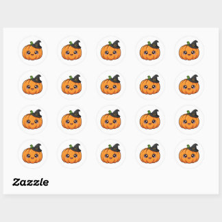 Süßer Halloween-Kürbis mit Hexenhut - Kawaii Auto Runder Aufkleber