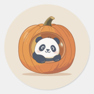 Süßer Halloween-Kürbis-Panda Runder Aufkleber