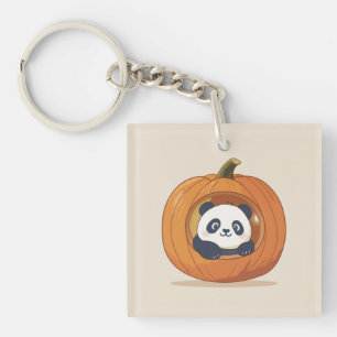 Süßer Halloween-Kürbis-Panda Schlüsselanhänger