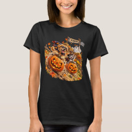 Süßer Halloween-Kürbis-Rennen Hund Katze T-Shirt