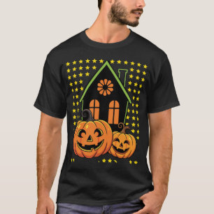 Süßer Halloween-Kürbis Spukhaus Stern T-Shirt