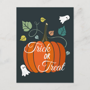 Süßer Halloween-Kürbis und Geister 'Süßes oder Sau Postkarte