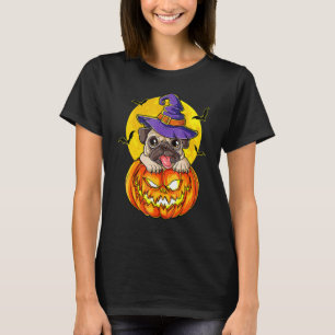 Süßer Halloween-Mops-Hund-Henkerhut-Kürbis für Kin T-Shirt