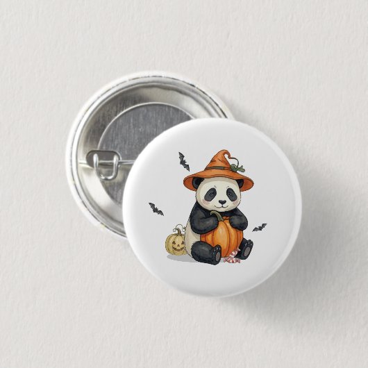 Süßer Halloween-Panda-Kürbis-Knopf Button (Vorne & Hinten)